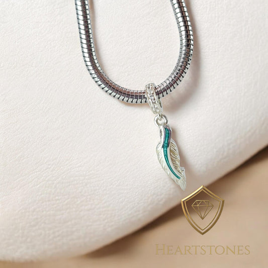 Memorial Dangle Feather Charm – Sterling Silver | Heartstones®