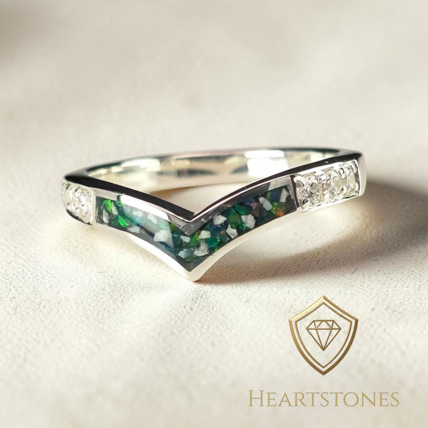 Memorial Wishbone Ring – Stone Set – Sterling Silver | Heartstones®