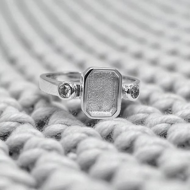 Memorial Emerald Cut Ring – Sterling Silver | Heartstones®