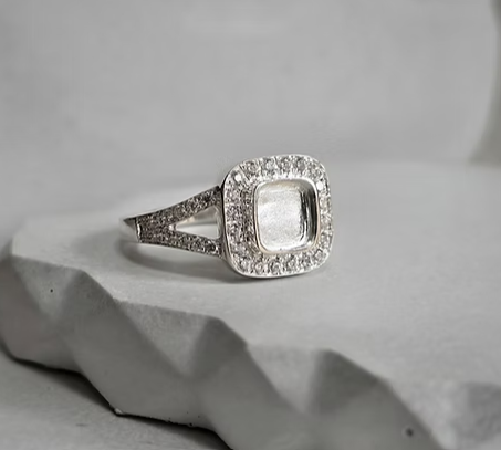 Memorial Cushion Halo Ring – Sterling Silver | Heartstones®