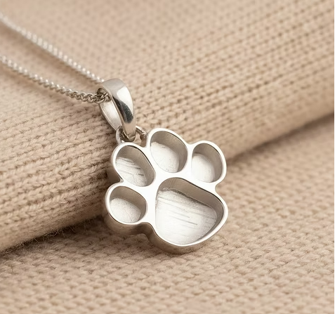 Memorial Paw Print Necklace – Sterling Silver | Heartstones®