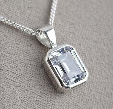 Memorial Emerald Cut Secretly Set Necklace – Sterling Silver | Heartstones®