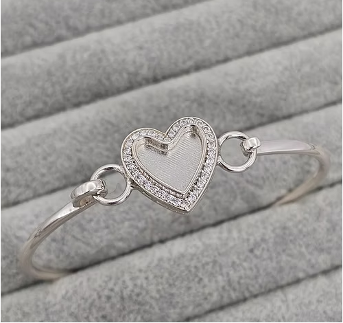 Memorial Heart Halo Bangle – Sterling Silver | Heartstones®