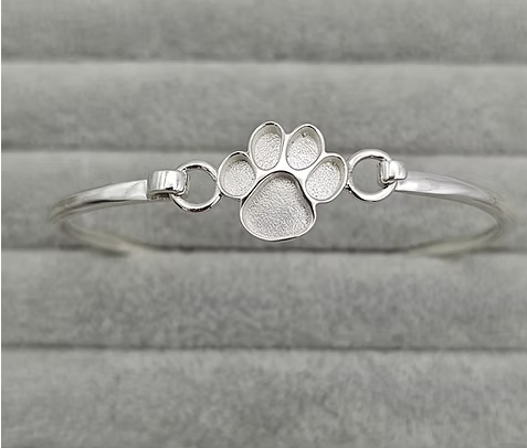 Memorial Paw Bangle – Sterling Silver | Heartstones®