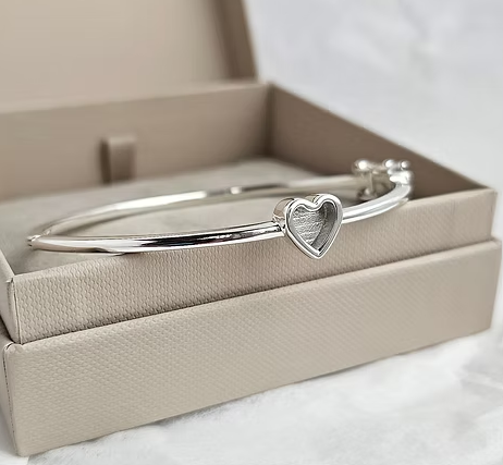 Memorial Dainty Heart Bangle – Sterling Silver | Heartstones®
