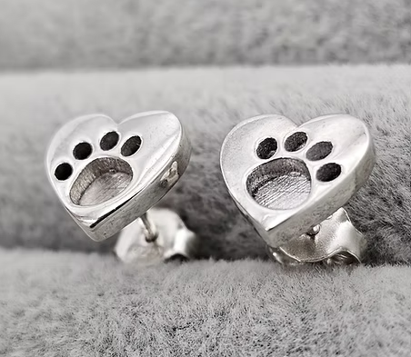 Memorial Paw Earrings – Sterling Silver | Heartstones®