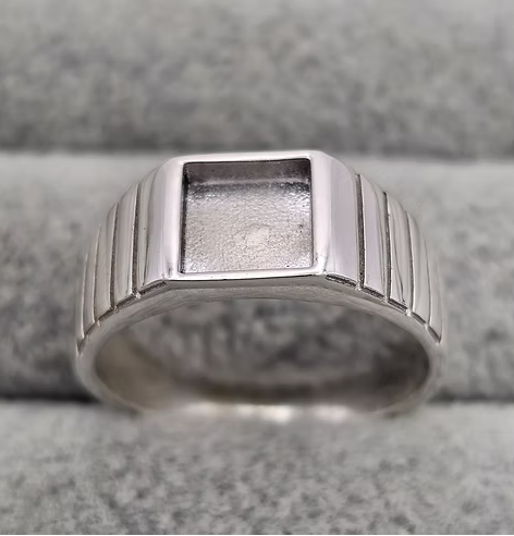 Memorial Solid Square Line Signet Ring – Sterling Silver | Heartstones®