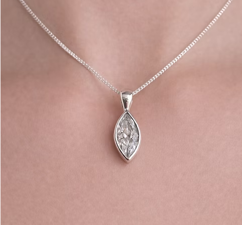 Memorial Marquise Secretly Set Necklace – Sterling Silver | Heartstones®