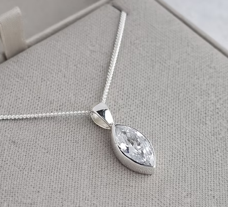 Memorial Marquise Secretly Set Necklace – Sterling Silver | Heartstones®