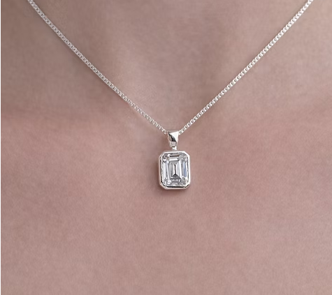 Memorial Emerald Cut Secretly Set Necklace – Sterling Silver | Heartstones®