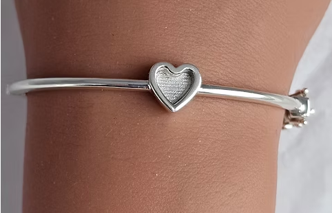 Memorial Dainty Heart Bangle – Sterling Silver | Heartstones®